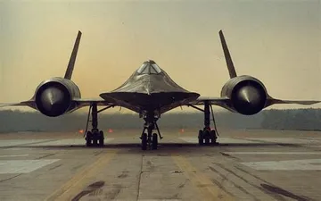 SR-71 Blackbird from front on tarmac